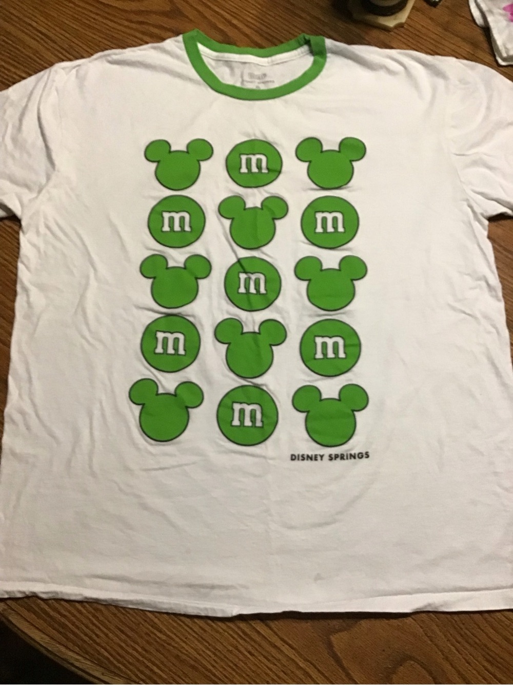 Disney springs White Short-Sleeve Tee with Bright Green Mickey Icons